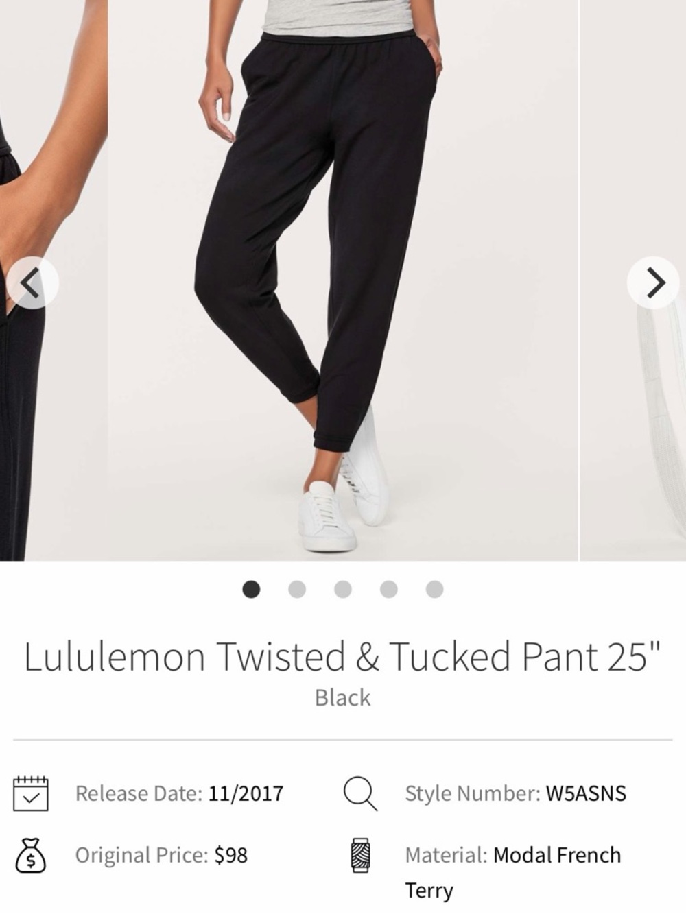 lululemon athletica Black Twisted & Tucked Track Pants